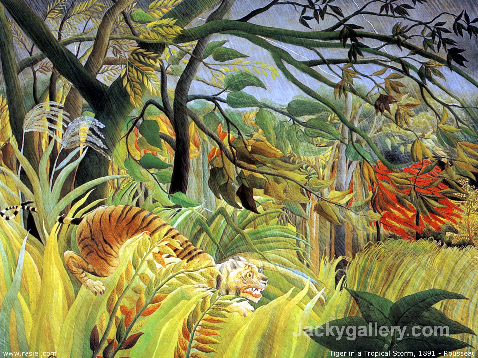 Tiger in a Tropical Storm (Surprised) by Henri Rousseau paintings reproduction